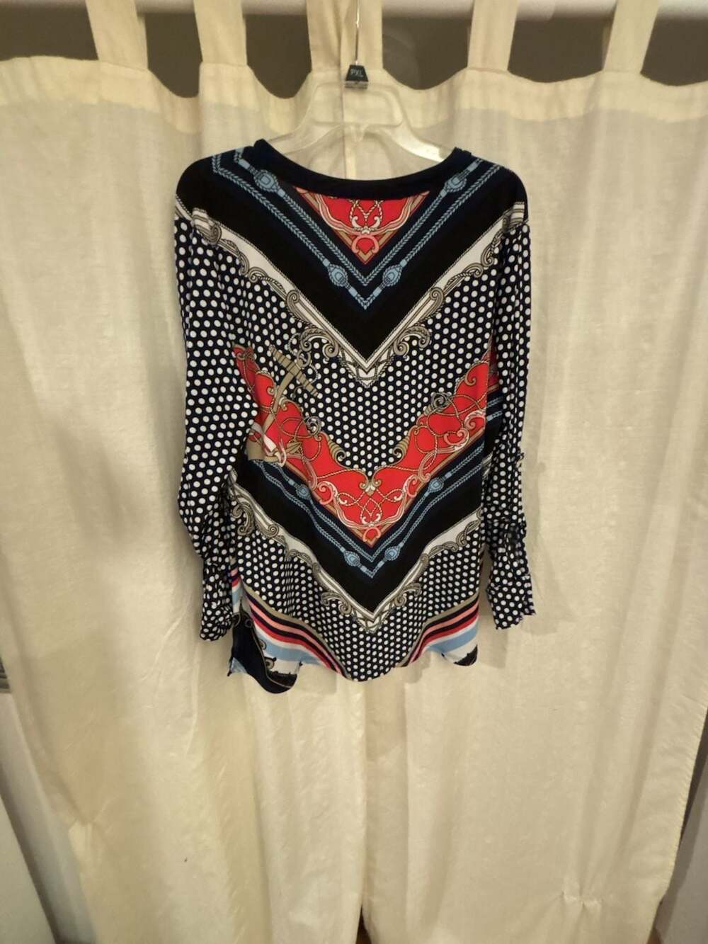 Dana Buchman Nautical Print V-Neck Blouse Size XL - Picture 6 of 6